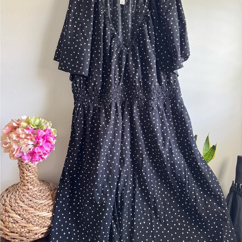 Ava & Viv Black Midi Dress with White Dots